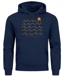 Hoodie Hoodie Herren Print Minimalismus Wellen Sonne Meer Aufdruck