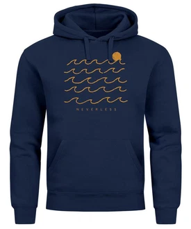 Neverless Hoodie Herren Print Minimalismus Wellen Sonne Meer Neverless Hoodie Herren Print Minimalismus Wellen Sonne Meer