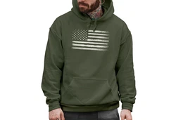 Neverless Hoodie Herren USA Flagge Print Retro Style Mnner Fashion Streetstyle Dunkelgrün
