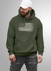 Neverless Hoodie Herren USA Flagge Print Retro Style Mnner Fashion Streetstyle Dunkelgrün