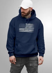 Neverless Hoodie Herren USA Flagge Print Retro Style Mnner Fashion Streetstyle Dunkelblau/Blau