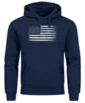 Neverless Hoodie Herren USA Flagge Print Retro Style Mnner Fashion Streetstyle Dunkelblau/Blau