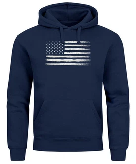 Neverless Hoodie Herren USA Flagge Print Retro Style Mnner Fashion Streetstyle Dunkelblau/Blau Neverless Hoodie Herren USA Flagge Print Retro Style Mnner Fashion Streetstyle Dunkelblau/Blau