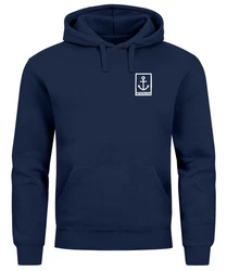 Neverless Hoodie Herren Anker Logo Dunkelblau/Blau