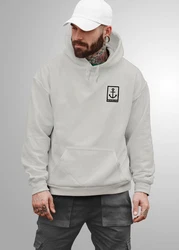 Neverless Hoodie Herren Anker Logo Grau/Hellgrau/Beige