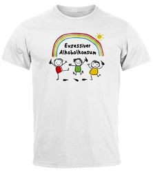 MoonWorks Herren T-Shirt Exzessiver Alkoholkonsum Fun-Shirt Spruch Grau/Rot/Creme/Grün/Mischfarben/Weiß/Blau