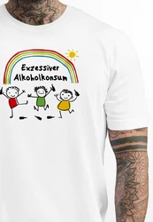 MoonWorks Herren T-Shirt Exzessiver Alkoholkonsum Fun-Shirt Spruch Grau/Rot/Creme/Grün/Mischfarben/Weiß/Blau