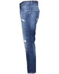 Goldgarn 5-Pocket Jeans Herren NECKARAU TWISTED CROPPED Blau/Hellblau