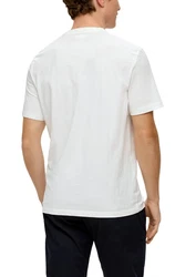 s.Oliver Kurzarmshirt T-Shirt mit Rundhalsausschnitt Artwork Weiß/Gelb