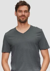 s.Oliver T-Shirt mit V-Ausschnitt Dunkelgrau/Grau/Hellgrau