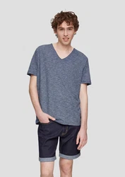 QS Kurzarmshirt V-Ausschnitt Grau/Dunkelblau/Blau/Hellblau