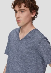 QS Kurzarmshirt V-Ausschnitt Grau/Dunkelblau/Blau/Hellblau