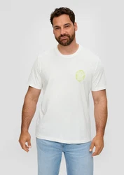 s.Oliver Kurzarmshirt mit Frontprint Artwork Weiß/Grün/Gelb/Creme