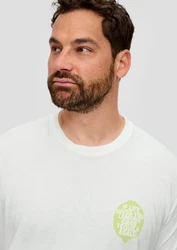 s.Oliver Kurzarmshirt mit Frontprint Artwork Weiß/Grün/Gelb/Creme