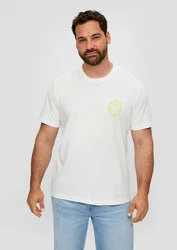 s.Oliver Kurzarmshirt mit Frontprint Artwork Weiß/Grün/Gelb/Creme