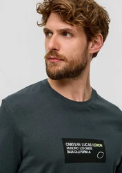 s.Oliver Kurzarmshirt T-Shirt Artwork Dunkelblau/Grau/Dunkelgrau