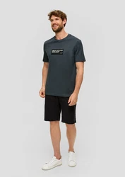 s.Oliver Kurzarmshirt T-Shirt Artwork Dunkelblau/Grau/Dunkelgrau