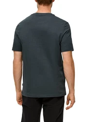 s.Oliver Kurzarmshirt T-Shirt Artwork Dunkelblau/Grau/Dunkelgrau