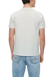 QS Kurzarmshirt T-Shirt mit Frontprint Weiß/Creme/Beige