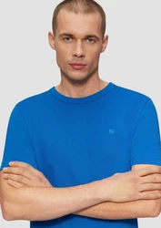 s.Oliver Kurzarmshirt T-Shirt mit Logo-Detail Blau/Hellblau