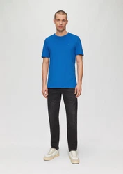 s.Oliver Kurzarmshirt T-Shirt mit Logo-Detail Blau/Hellblau