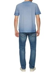 QS Kurzarmshirt Rundhalsausschnitt Garment Dye Grau/Blau/Hellblau