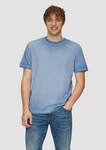 QS Kurzarmshirt Rundhalsausschnitt Garment Dye Grau/Blau/Hellblau