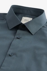 Next Langarmhemd Pflegeleichtes Slim Fit Hemd mit Sportmanschetten Grau/Dunkelblau/Hellblau/Blau