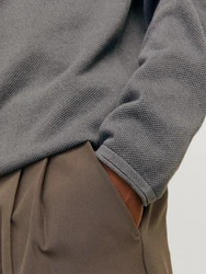 Jack & Jones Rundhalspullover JJEHILL KNIT CREW NECK NOOS Dunkelgrau/Grau/Hellgrau