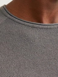 Jack & Jones Rundhalspullover JJEHILL KNIT CREW NECK NOOS Dunkelgrau/Grau/Hellgrau