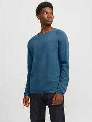 Jack & Jones Rundhalspullover JJEHILL KNIT CREW NECK NOOS cyanblau