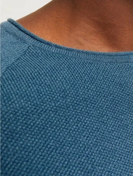 Jack & Jones Rundhalspullover JJEHILL KNIT CREW NECK NOOS cyanblau