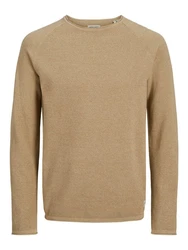 Jack & Jones Rundhalspullover JJEHILL KNIT CREW NECK NOOS taupe