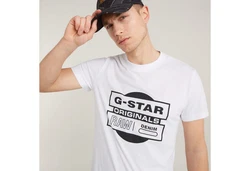 G-STAR T-Shirt Originals Underground Rundhals Weiß/Creme/Dunkelrot/Grau/Silber