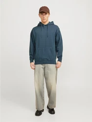 Jack & Jones Kapuzensweatshirt JJECHARGE FADED SWEAT HOOD Dunkelblau/Blau/Türkis/Grau