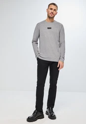 STREET ONE MEN Langarmshirt Grau/Hellgrau