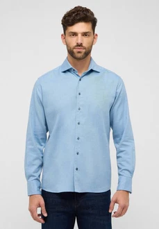 Eterna Langarmhemd MODERN FIT EASY IRON Hellblau/Blau