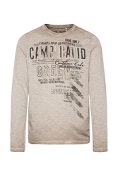 CAMP DAVID Langarmshirt Khaki/Gelb/Dunkelgrün