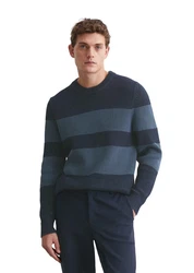 Marc O'Polo Rundhalspullover Dunkelblau/Hellblau/Blau/Grau
