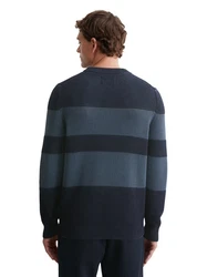 Marc O'Polo Rundhalspullover Dunkelblau/Hellblau/Blau/Grau