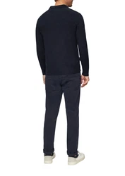 s.Oliver Strickpullover Softer Polo-Strickpullover Dunkelblau/Hellblau