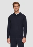 s.Oliver Strickpullover Softer Polo-Strickpullover Dunkelblau/Hellblau