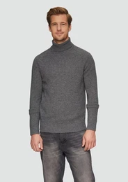 Strickpullover Rollkragenpullover aus reiner Wolle Rippblende