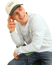 Jack & Jones Sweatshirt 2er-Pack Print Logo Pullover Dunkelblau/Grau/Blau
