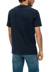 s.Oliver Kurzarmshirt T-Shirt mit Rundhalsausschnitt Artwork Dunkelblau/Hellblau