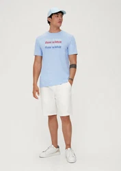s.Oliver Kurzarmshirt T-Shirt mit Frontprint Hellblau