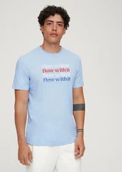 s.Oliver Kurzarmshirt T-Shirt mit Frontprint Hellblau
