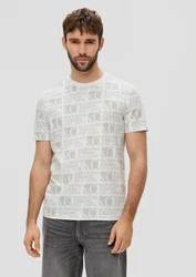 s.Oliver T-Shirt mit Logo-Print Grau/Weiß/Mintgrün