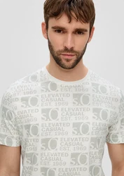 s.Oliver T-Shirt mit Logo-Print Grau/Weiß/Mintgrün