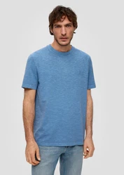 s.Oliver Kurzarmshirt Jerseyshirt Labelprint Hellblau/Blau/Grau